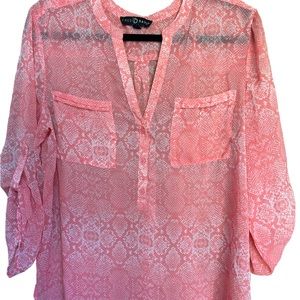 FRED DAVID PEACH Sheer Blouse Size Large women’s